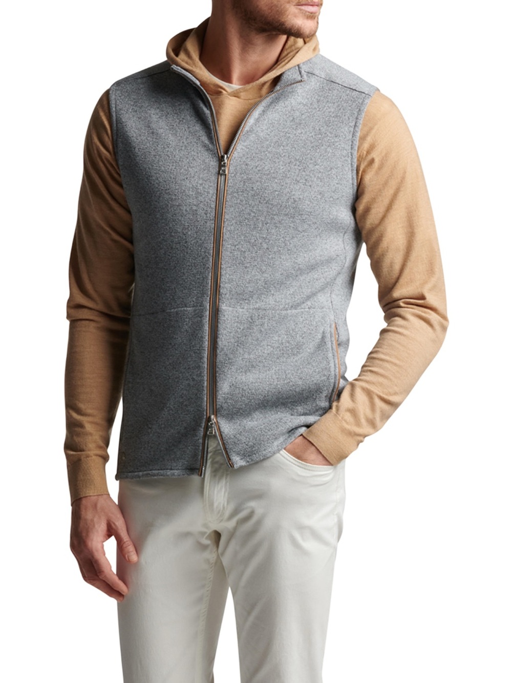 Peter Millar Crown Crafted Match Fleece Vest Gale Gray Medium
